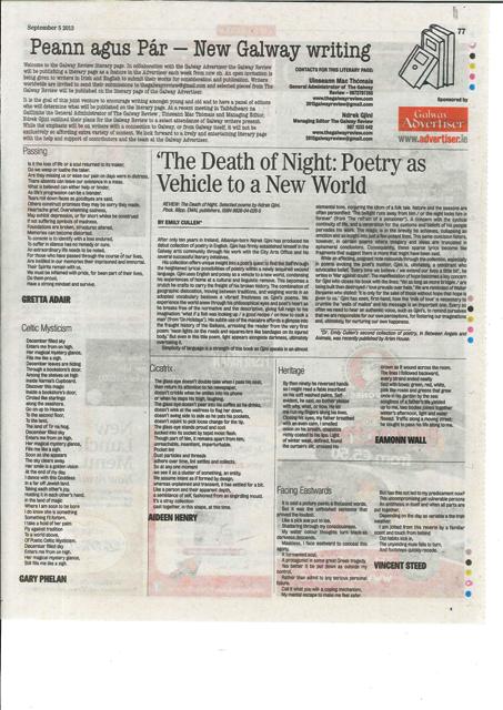 Peann agus Pár - New Galway writing 5 September 2013.